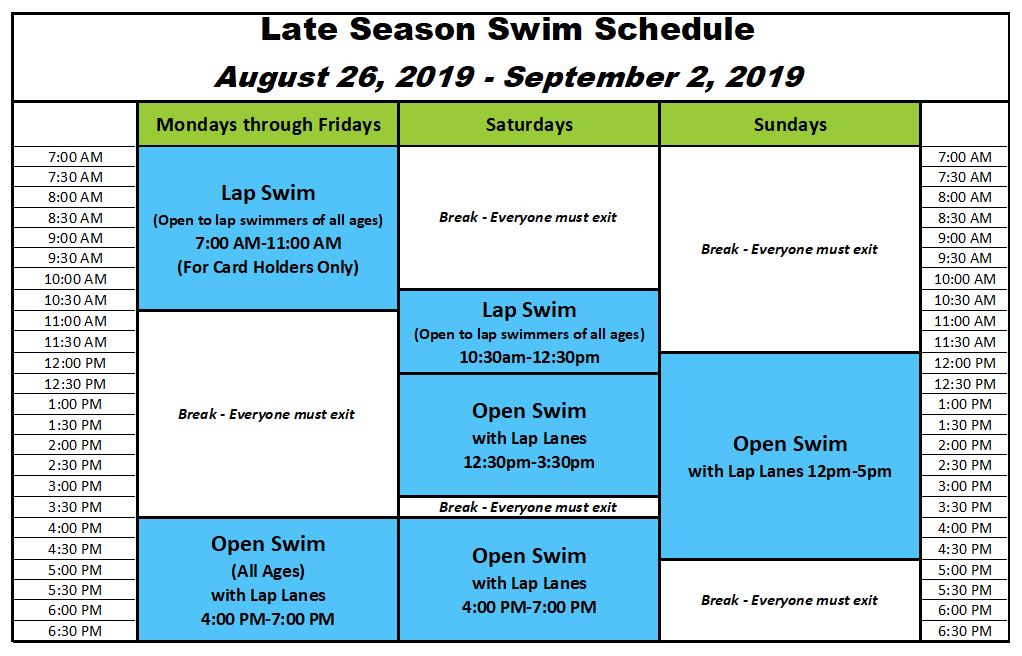 Main Pool Late Season Swim Schedule Starts Today - Sudden Valley